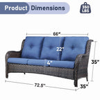 Unnifurnzi Outdoor Couch-All Weather PE Wicker Patio Sofa Outdoor Sofa