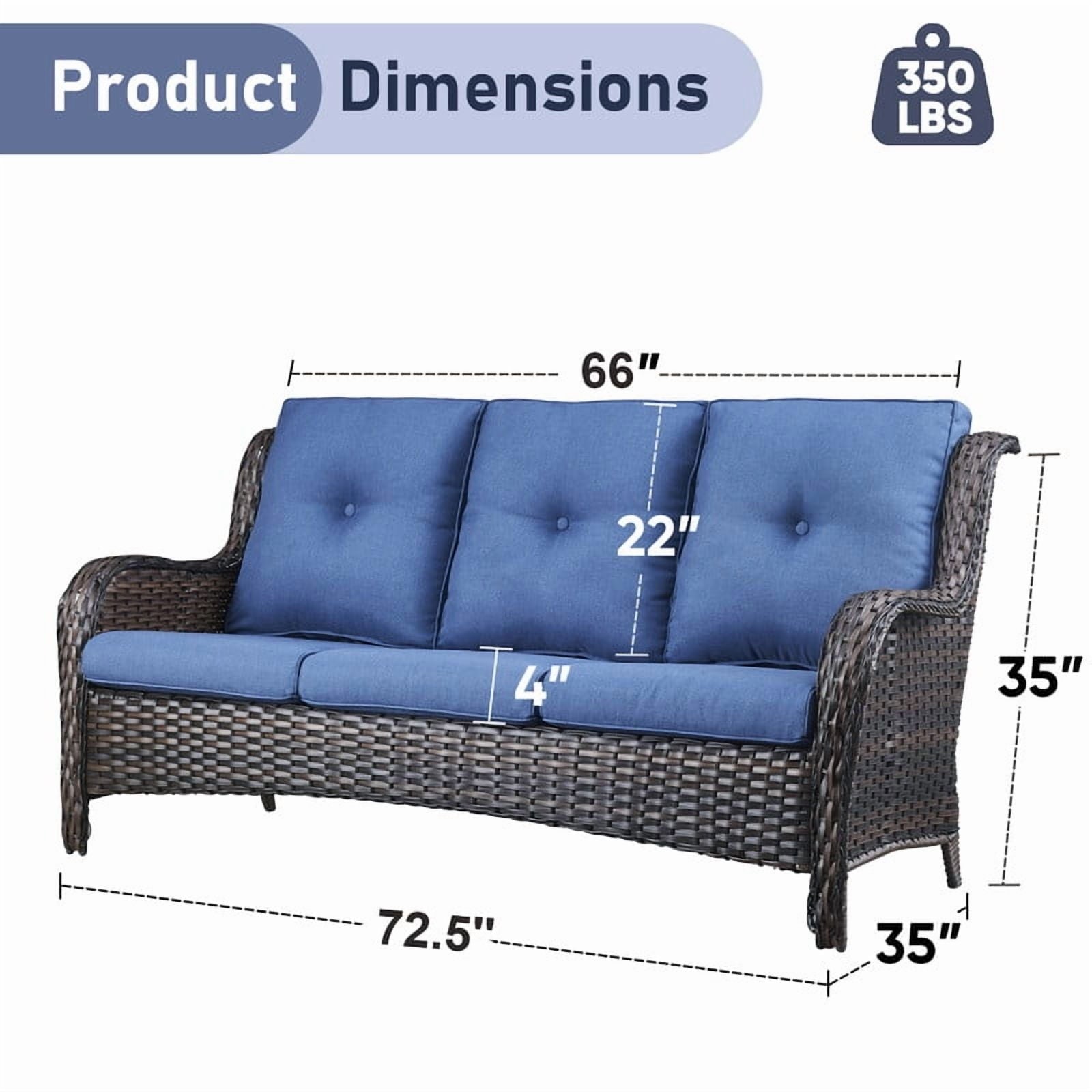 Unnifurnzi Outdoor Couch-All Weather PE Wicker Patio Sofa Outdoor Sofa