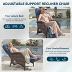 Unnifurnzi Outdoor Recliner Chair-Reclining Patio Chair with Adjustable Back & Footrest 135° Lay Flat Outdoor Recliners for Patio Poolside Backyard