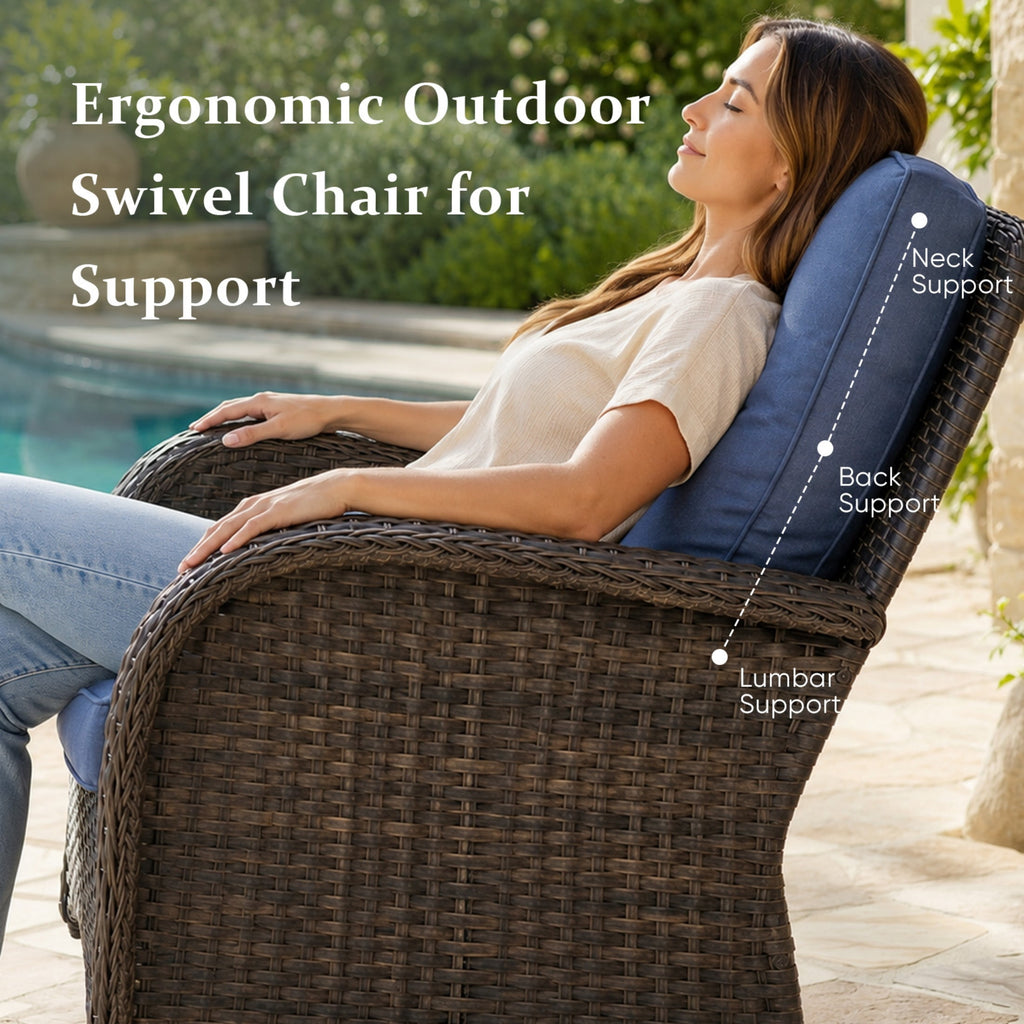Unnifurnzi Patio Bistro Set Outdoor Swivel Rocker Patio Chairs with Side Table Patio Furniture for Deck Porch Garden Balcony Poolside
