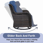 Unnifurnzi Outdoor Swivel Chairs-Patio Swivel Glider Chairs with Ottom