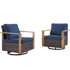 Unnifurnzi Outdoor Swivel Rocker Patio Chairs Set of 2-All Weather Wicker Swivel Patio Chairs Outdoor Chairs for Deck Porch Poolside Balcony