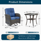 Unnifurnzi Patio Bistro Set Outdoor Swivel Rocker Patio Chairs with Side Table Patio Furniture for Deck Porch Garden Balcony Poolside