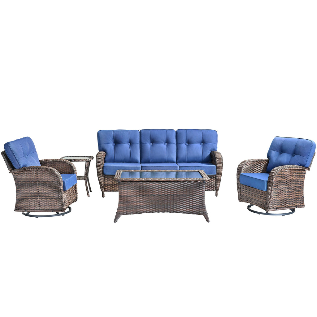 Unnifurnzi 5 Pieces Outdoor Furniture-Swivel Patio Chairs Set of 2 with Outdoor Side Table Patio Conversation Sets for Deck Porch Garden Balcony Poolside