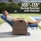 Unnifurnzi Outdoor Swivel Recliner Chair-Reclining Patio Chair with Adjustable Back & Footrest Outdoor Recliners Flip-Up Side Table for Patio Poolside Backyard