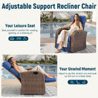 Unnifurnzi Outdoor Swivel Recliner Chair-Reclining Patio Chair with Adjustable Back & Footrest Outdoor Recliners Flip-Up Side Table for Patio Poolside Backyard