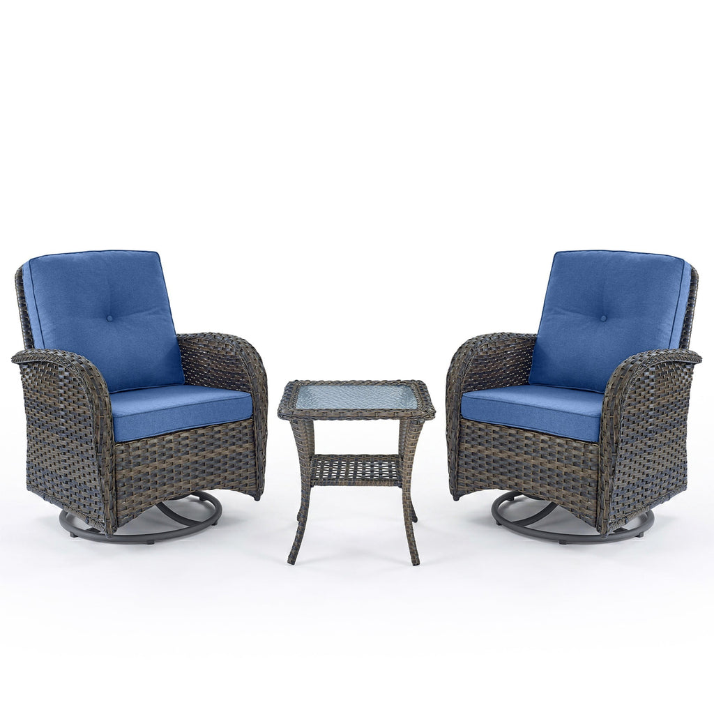 Unnifurnzi Patio Bistro Set Outdoor Swivel Rocker Patio Chairs with Side Table Patio Furniture for Deck Porch Garden Balcony Poolside