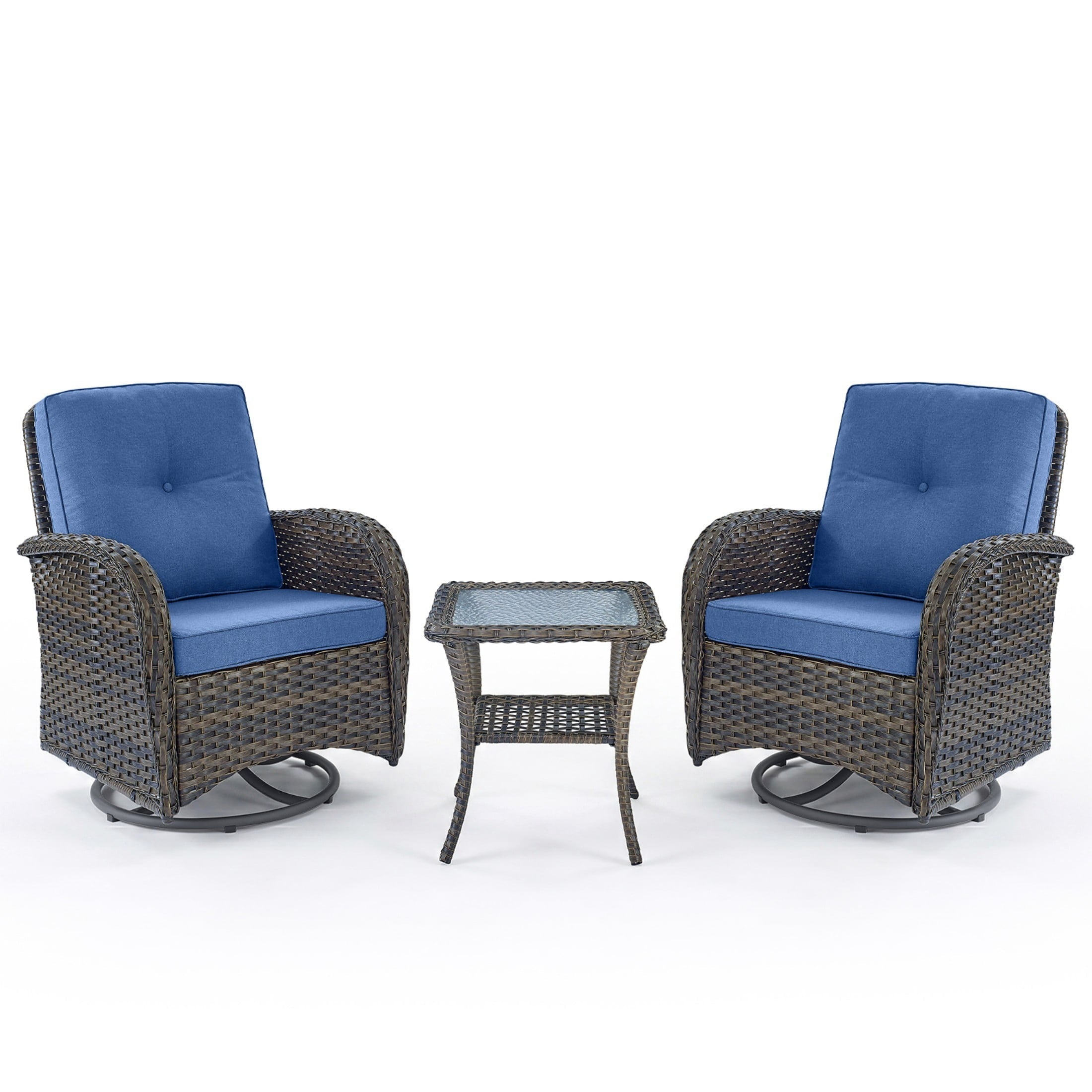 Unnifurnzi Patio Bistro Set Outdoor Swivel Rocker Patio Chairs with Side Table Patio Furniture for Deck Porch Garden Balcony Poolside