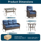 Unnifurnzi Patio Furniture Set-6'' Thick Cushions Outdoor Furniture with Swivel Rocker Chairs Outdoor Couch and Ottomans Wicker Patio Furniture for Deck Porch Garden Poolside