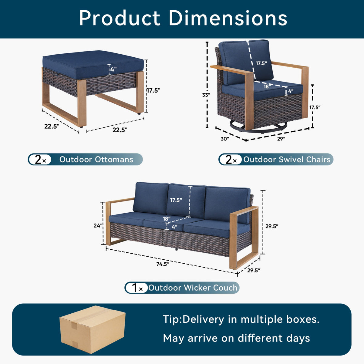 Unnifurnzi Patio Furniture Set-High Back Outdoor Swivel Rocker Patio Chairs with Outdoor Couch Outdoor Patio Furniture Set for Garden Backyard Balcony Poolside