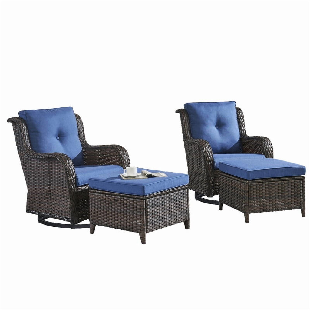 Unnifurnzi Outdoor Swivel Chairs-Patio Swivel Glider Chairs with Ottom
