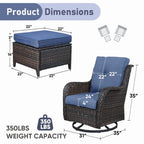 Unnifurnzi Outdoor Swivel Chairs-Patio Swivel Glider Chairs with Ottom