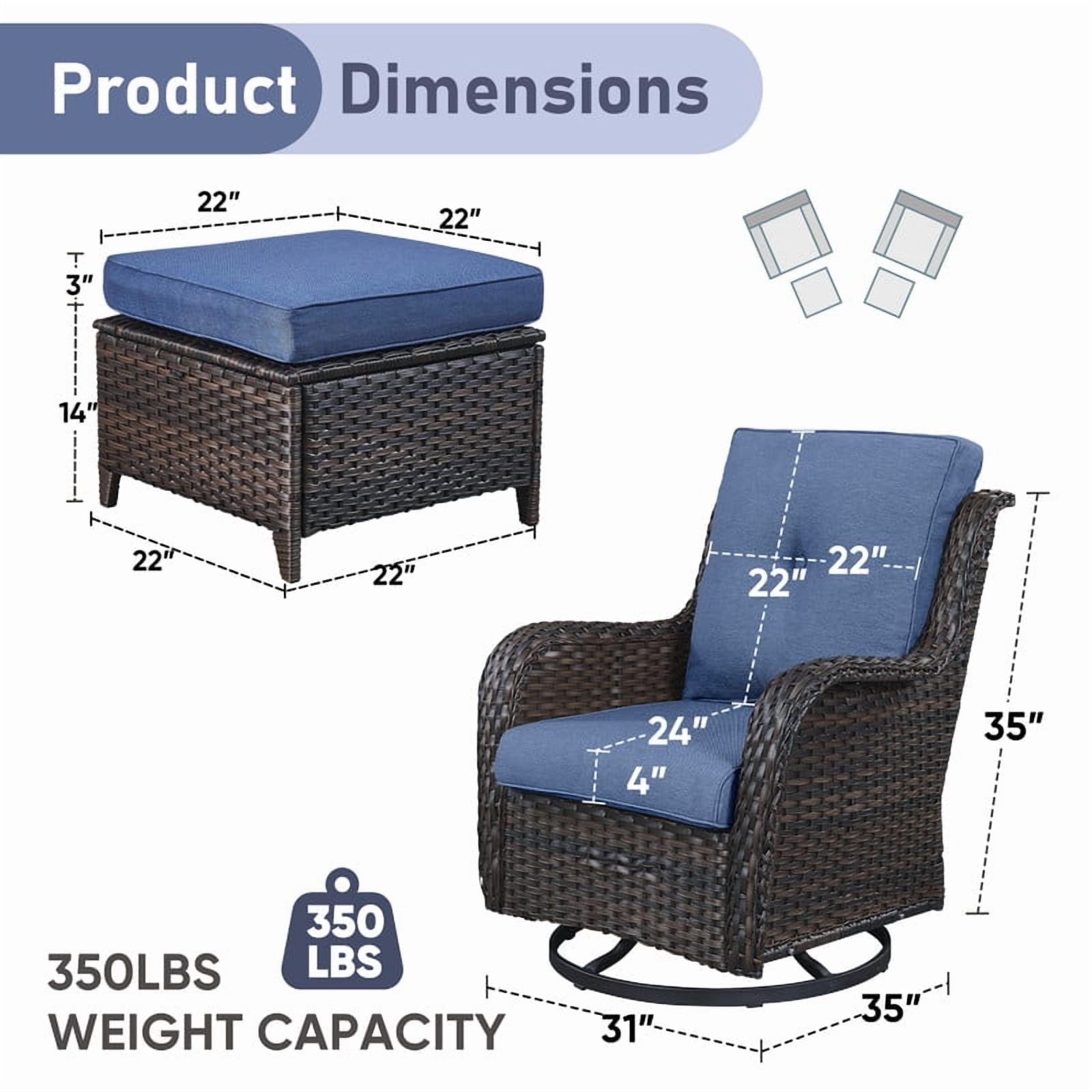 Unnifurnzi Outdoor Swivel Chairs-Patio Swivel Glider Chairs with Ottom