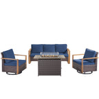 Unnifurnzi Patio Furniture Set with Fire Pit-All Weather Wicker Outdoor Swivel Chair with Outdoor Couch Outdoor Furniture for Garden Backyard Balcony Poolside