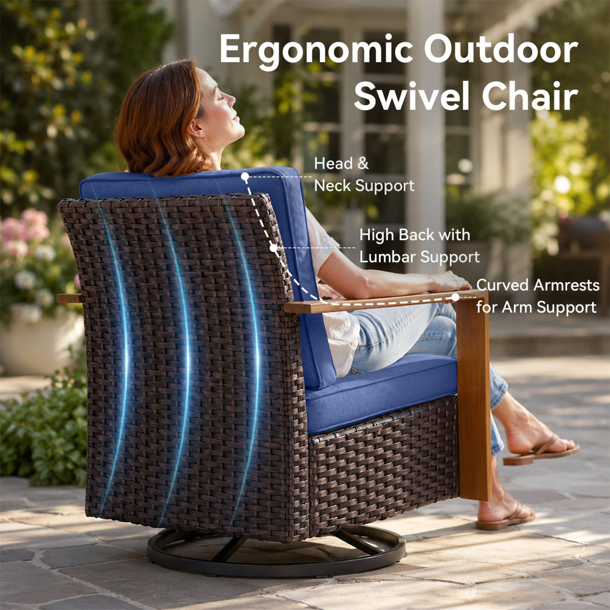 Unnifurnzi Patio Furniture Set-High Back Outdoor Swivel Rocker Patio Chairs with Outdoor Couch Outdoor Patio Furniture Set for Garden Backyard Balcony Poolside