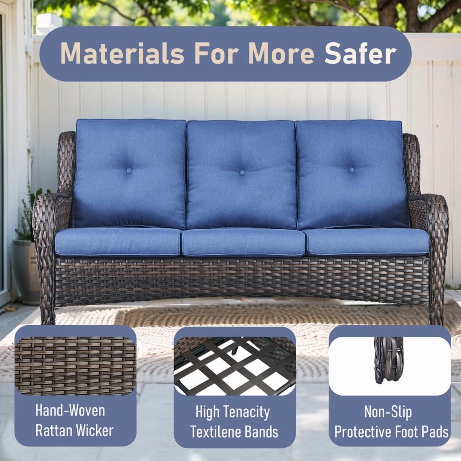 Unnifurnzi Outdoor Couch-All Weather PE Wicker Patio Sofa Outdoor Sofa
