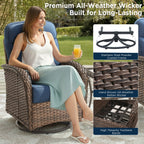 Unnifurnzi Outdoor Swivel Rocker Patio Chairs-6'' Thick Cushions Outdoor Rocking Chairs Set of 2 with Patio Side Table Patio Table and Chairs for Deck Porch Garden Balcony Poolside