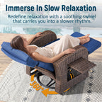 Unnifurnzi Outdoor Swivel Recliner Chair-Reclining Patio Chair with Adjustable Back & Footrest Outdoor Recliners Flip-Up Side Table for Patio Poolside Backyard