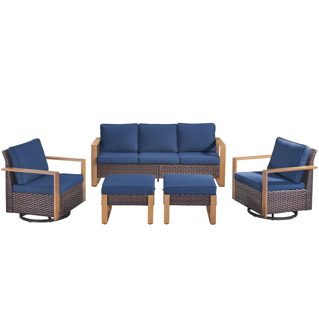 Unnifurnzi Patio Furniture Set-High Back Outdoor Swivel Rocker Patio Chairs with Outdoor Couch Outdoor Patio Furniture Set for Garden Backyard Balcony Poolside