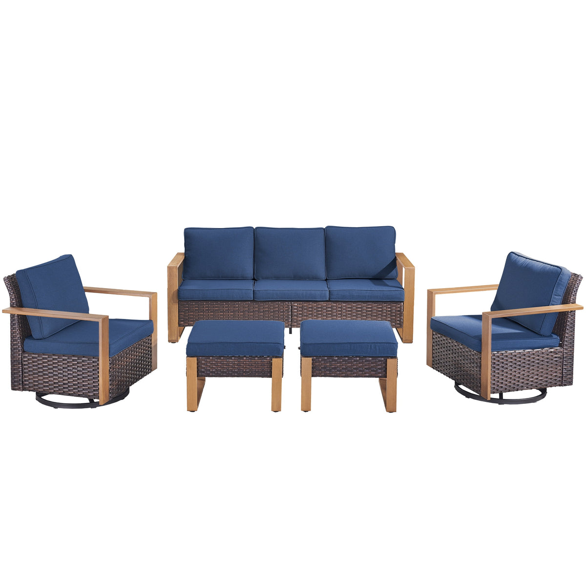 Unnifurnzi Patio Furniture Set-High Back Outdoor Swivel Rocker Patio Chairs with Outdoor Couch Outdoor Patio Furniture Set for Garden Backyard Balcony Poolside