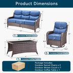 Unnifurnzi 4 Pieces Patio Furniture Set-High Back Outdoor Swivel Chairs Set of 2 with Outdoor Wicker Couch Patio Conversation Sets for Deck Porch Poolside Balcony