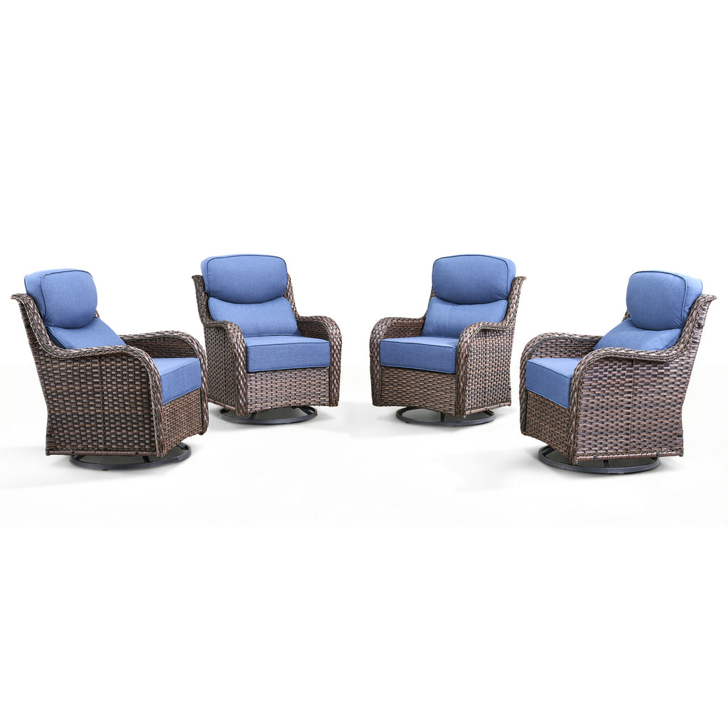 Unnifurnzi Outdoor Swivel Glider Patio Chairs-Patio Swivel Chairs Set of 4 with 6 Inch Thick Cushions High Back Patio Chairs for Deck Porch Poolside Balcony