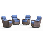 Unnifurnzi Outdoor Swivel Glider Patio Chairs-Patio Swivel Chairs Set of 4 with 6 Inch Thick Cushions High Back Patio Chairs for Deck Porch Poolside Balcony