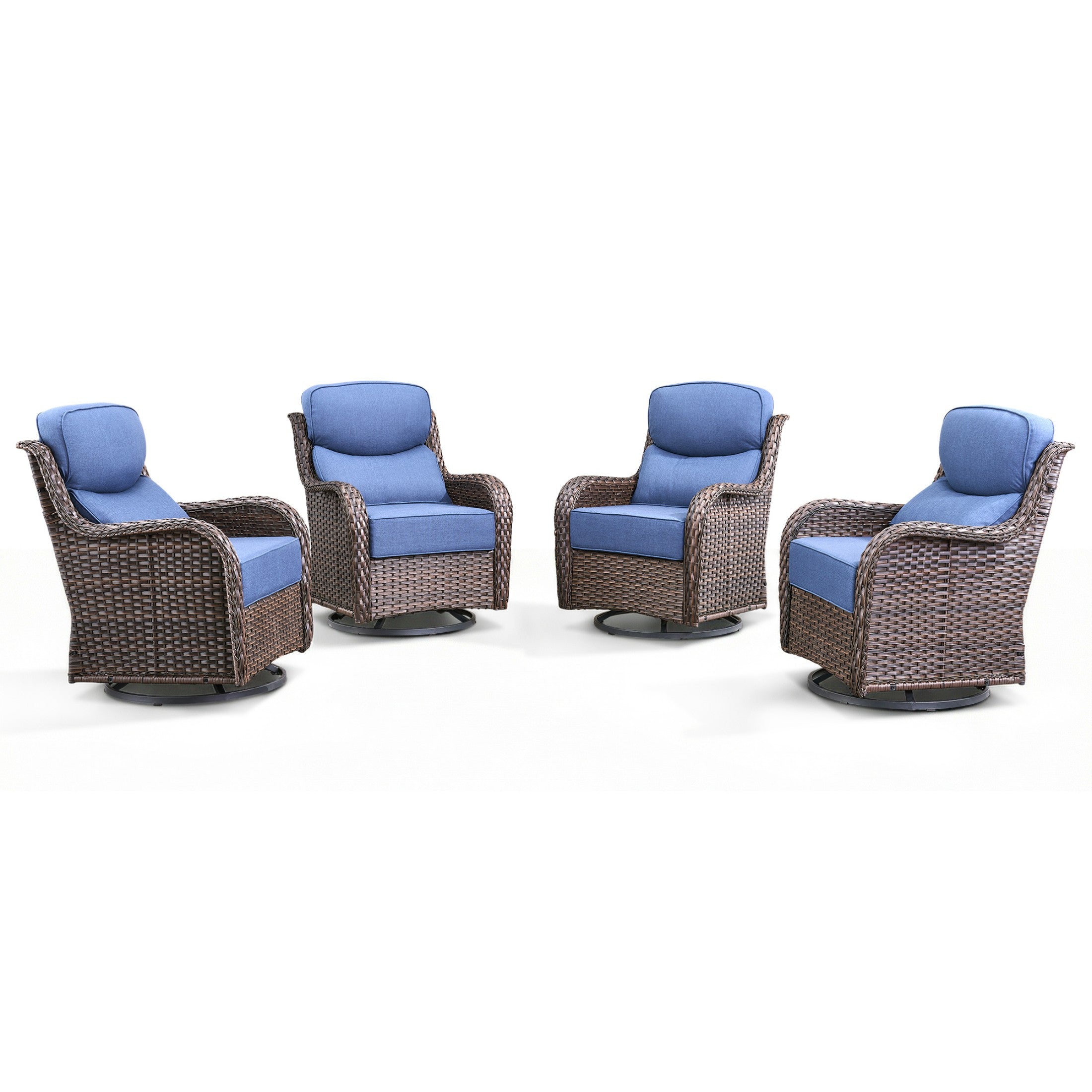 Unnifurnzi Outdoor Swivel Glider Patio Chairs-Patio Swivel Chairs Set of 4 with 6 Inch Thick Cushions High Back Patio Chairs for Deck Porch Poolside Balcony