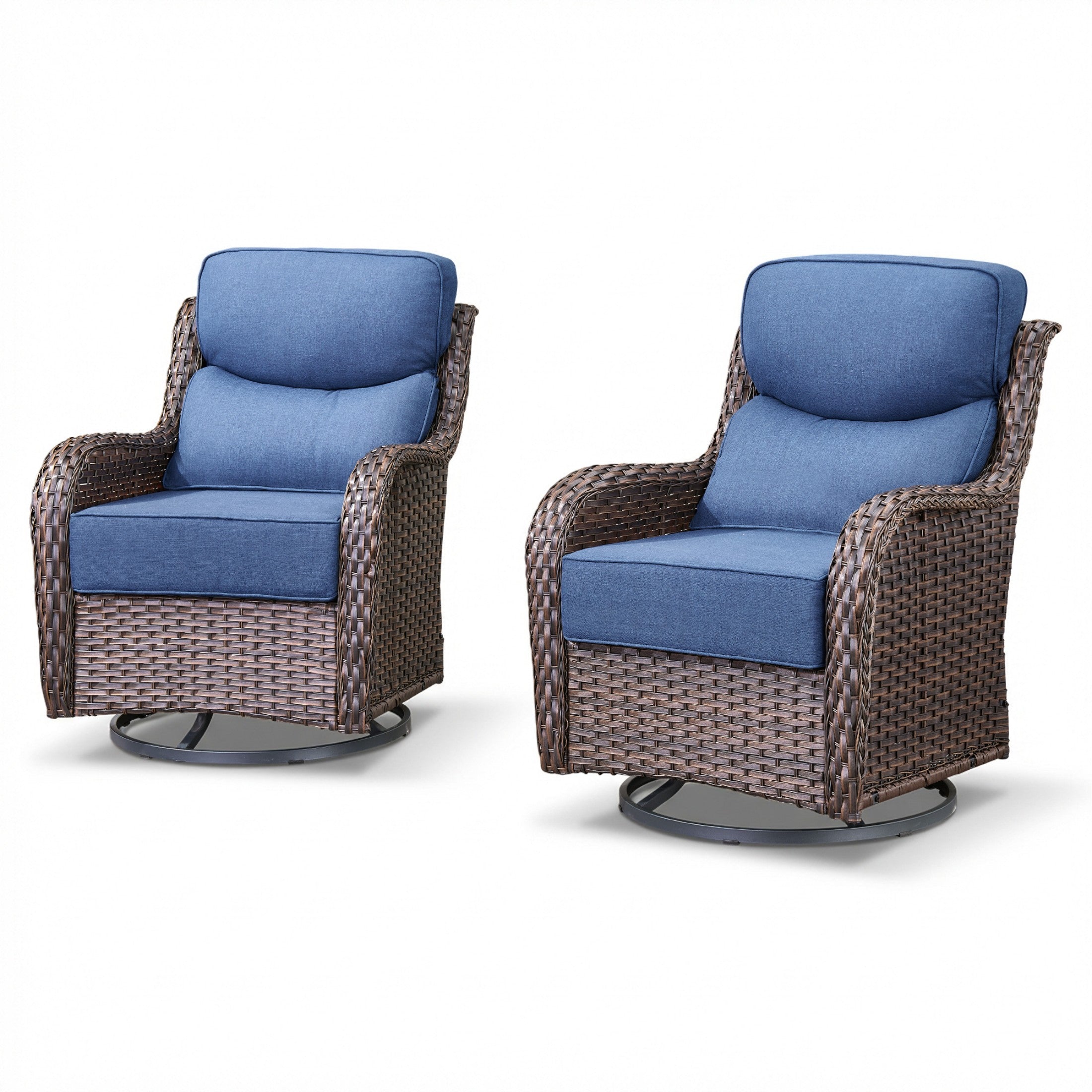 Unnifurnzi Outdoor Swivel Glider Patio Chairs Patio Swivel Chairs Set of 2 with 6 Inch Thick Cushions High Back Patio Chairs for Deck Porch Poolside Balcony