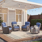 Unnifurnzi Outdoor Swivel Glider Patio Chairs-Patio Swivel Chairs Set of 4 with 6 Inch Thick Cushions High Back Patio Chairs for Deck Porch Poolside Balcony