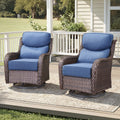 Unnifurnzi Outdoor Swivel Glider Patio Chairs Patio Swivel Chairs Set of 2 with 6 Inch Thick Cushions High Back Patio Chairs for Deck Porch Poolside Balcony