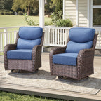 Unnifurnzi Outdoor Swivel Glider Patio Chairs Patio Swivel Chairs Set of 2 with 6 Inch Thick Cushions High Back Patio Chairs for Deck Porch Poolside Balcony