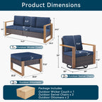 Unnifurnzi 5 Pieces Patio Furniture Set-High Back Outdoor Swivel Rocker Patio Chairs with Outdoor Couch Outdoor Patio Furniture Set for Garden Backyard Balcony Poolside