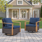 Unnifurnzi Outdoor Swivel Rocker Patio Chairs Set of 2-All Weather Wicker Swivel Patio Chairs Outdoor Chairs for Deck Porch Poolside Balcony