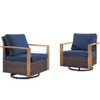 Unnifurnzi Outdoor Swivel Rocker Patio Chairs Set of 2-All Weather Wicker Swivel Patio Chairs Outdoor Chairs for Deck Porch Poolside Balcony