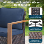 Unnifurnzi 4 Pieces Patio Furniture Set with Fire Pit-All Weather Wicker Outdoor Swivel Chair with Outdoor Couch Outdoor Furniture for Garden Backyard Balcony Poolside