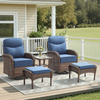 Unnifurnzi Outdoor Swivel Rocker Patio Chairs-6'' Thick Cushions Outdoor Rocking Chairs with Outdoor Ottoman Small Patio Furniture Set for Deck Porch Garden Balcony Poolside