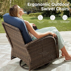 Unnifurnzi 5 Pieces Patio Furniture Set-6'' Thick Cushions Outdoor Furniture with Swivel Rocker Chairs Outdoor Couch and Ottomans Wicker Patio Furniture for Deck Porch Garden Poolside