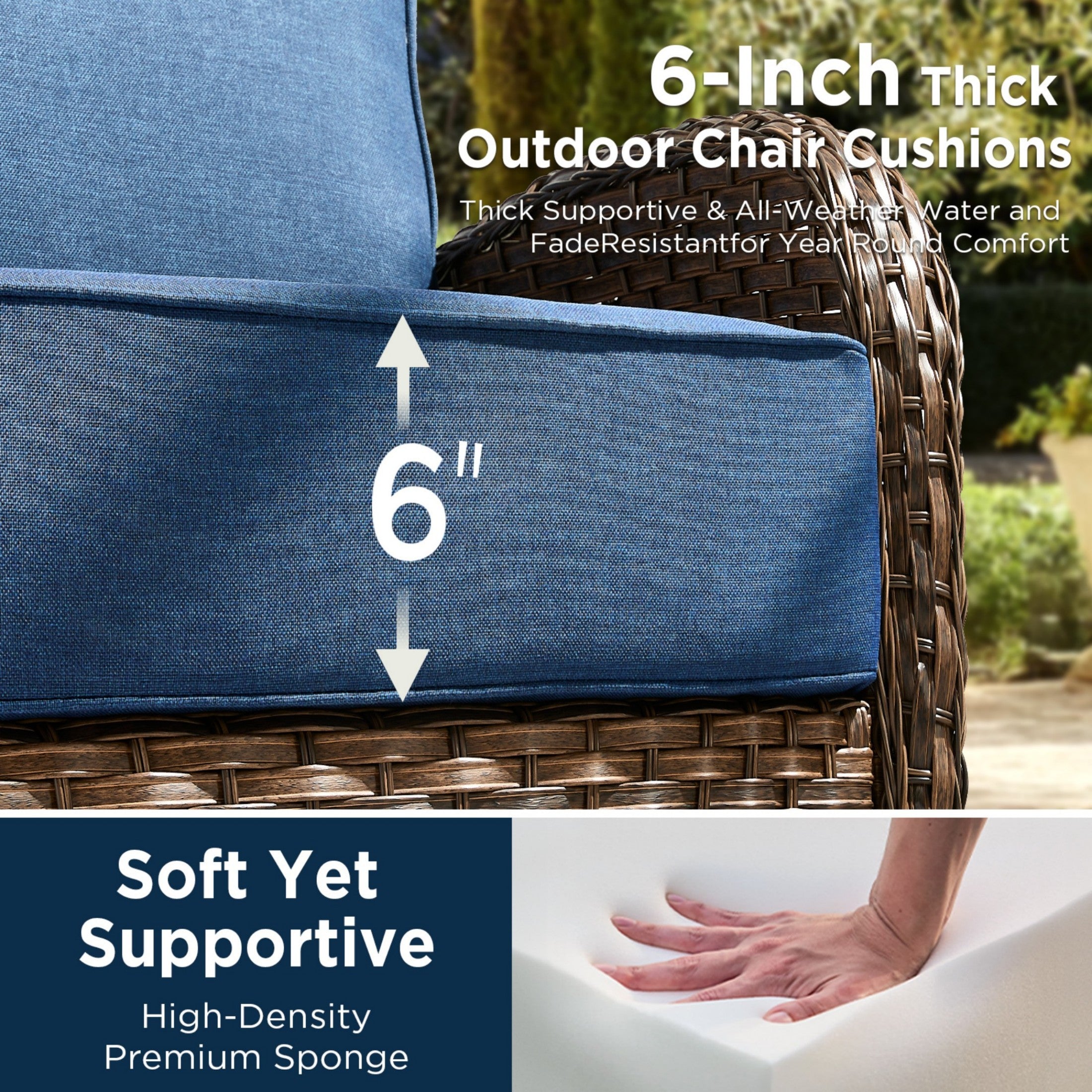 Unnifurnzi 5 Pieces Patio Furniture with Fire Pit-6'' Thick Cushions Outdoor Furniture with Swivel Rocker Chairs Outdoor Couch Wicker Patio Furniture For Deck Porch Garden Poolside