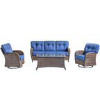 Unnifurnzi 4 Pieces Patio Furniture Set-High Back Outdoor Couch with Swivel Patio Chairs Wicker Patio Furniture for Deck Porch Garden Balcony Poolside