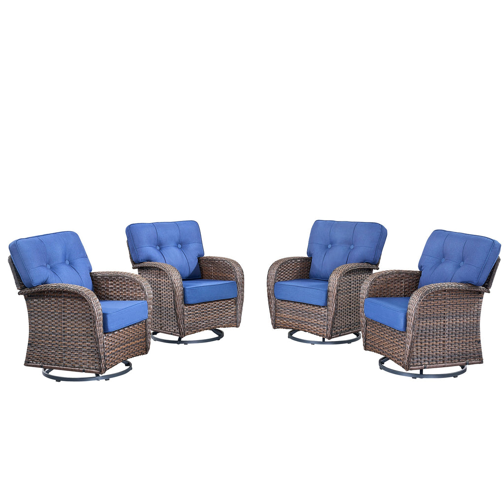 Unnifurnzi Outdoor Swivel Rocker Glider Chairs-High Back Outdoor Swivel Chairs Set of 4 Patio Furniture for Deck Porch Poolside Balcony