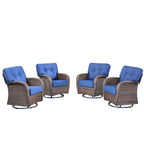 Unnifurnzi Outdoor Swivel Rocker Glider Chairs-High Back Outdoor Swivel Chairs Set of 4 Patio Furniture for Deck Porch Poolside Balcony