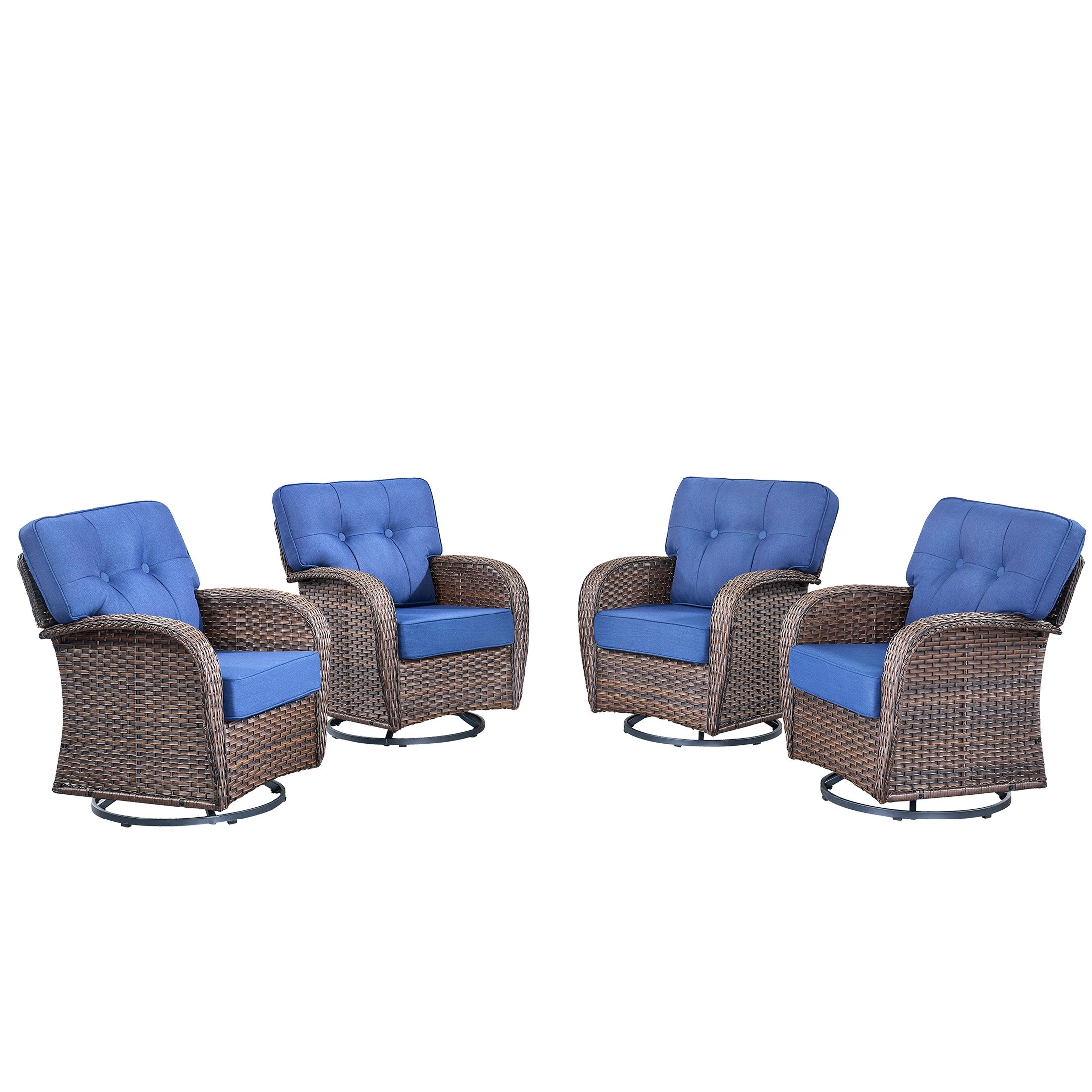 Unnifurnzi Outdoor Swivel Rocker Glider Chairs-High Back Outdoor Swivel Chairs Set of 4 Patio Furniture for Deck Porch Poolside Balcony