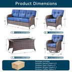 Unnifurnzi 6 Pieces Outdoor Patio Furniture Set-High Back Patio Sofas with Patio Chairs Outdoor Conversation Sets for Deck Porch Garden Balcony Poolside