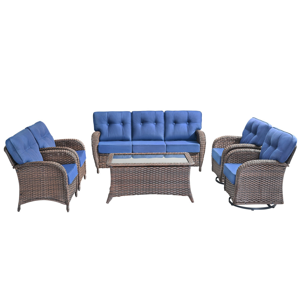 Unnifurnzi 6 Pieces Outdoor Patio Furniture Set-High Back Patio Sofas with Patio Chairs Outdoor Conversation Sets for Deck Porch Garden Balcony Poolside
