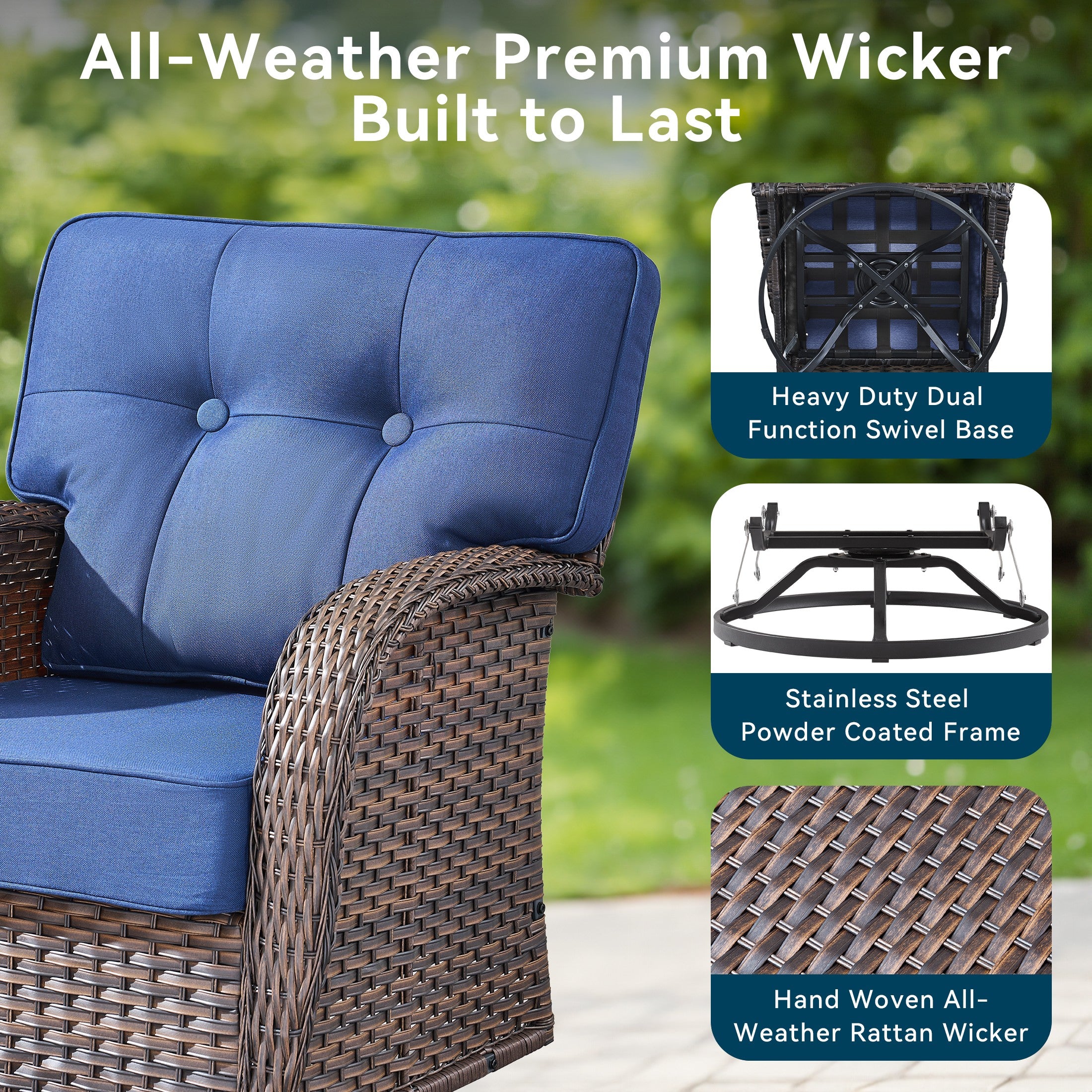 Unnifurnzi 6 Pieces Outdoor Patio Furniture Set-High Back Patio Sofas with Patio Chairs Outdoor Conversation Sets for Deck Porch Garden Balcony Poolside