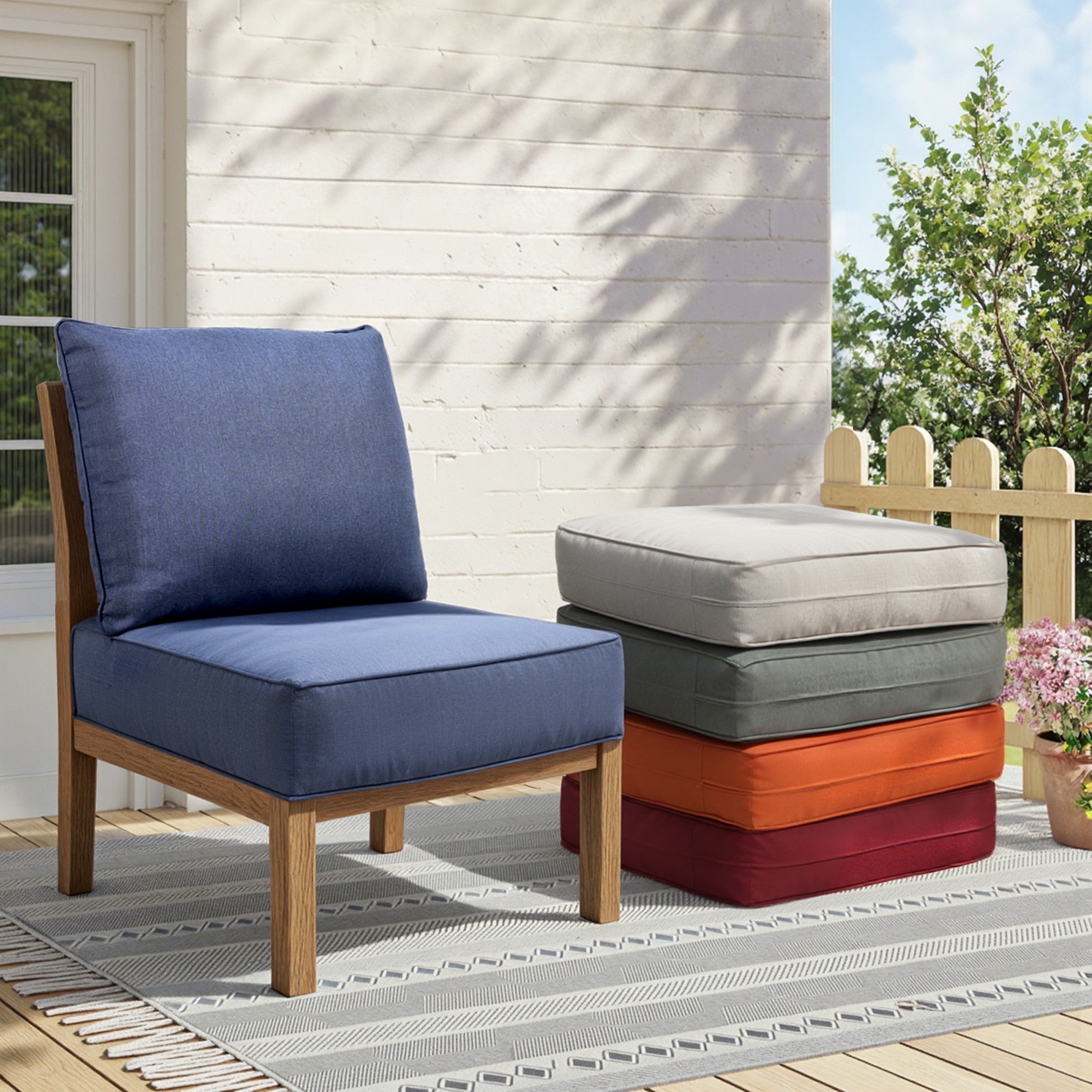 Unnifurnzi Outdoor Chair Cushions-24 x 24 x 6 Inch Patio Furniture Cushions with Water Resistant & Removable Cover Patio Cushions for Outdoor Furniture Chair Sofa Couch