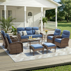 Unnifurnzi Patio Furniture Set-6'' Thick Cushions Outdoor Furniture with Swivel Rocker Chairs Outdoor Couch and Ottomans Wicker Patio Furniture for Deck Porch Garden Poolside