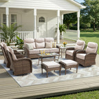 Unnifurnzi Patio Furniture Set-6'' Thick Cushions Outdoor Furniture with Swivel Rocker Chairs Outdoor Couch and Ottomans Wicker Patio Furniture for Deck Porch Garden Poolside