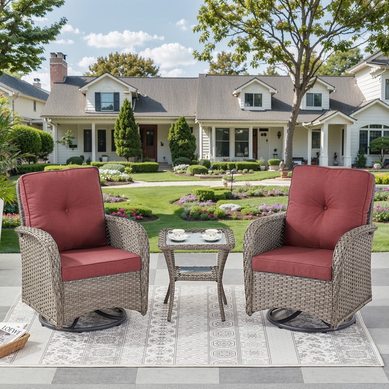 Unnifurnzi Patio Bistro Set Outdoor Swivel Rocker Patio Chairs with Side Table Patio Furniture for Deck Porch Garden Balcony Poolside